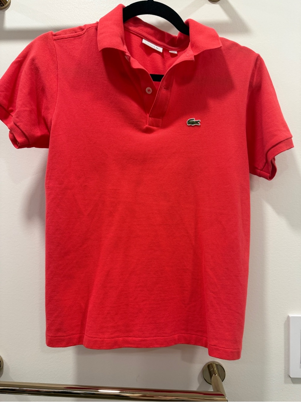 Lacoste Kids Coral-Red Polo with Crocodile Logo